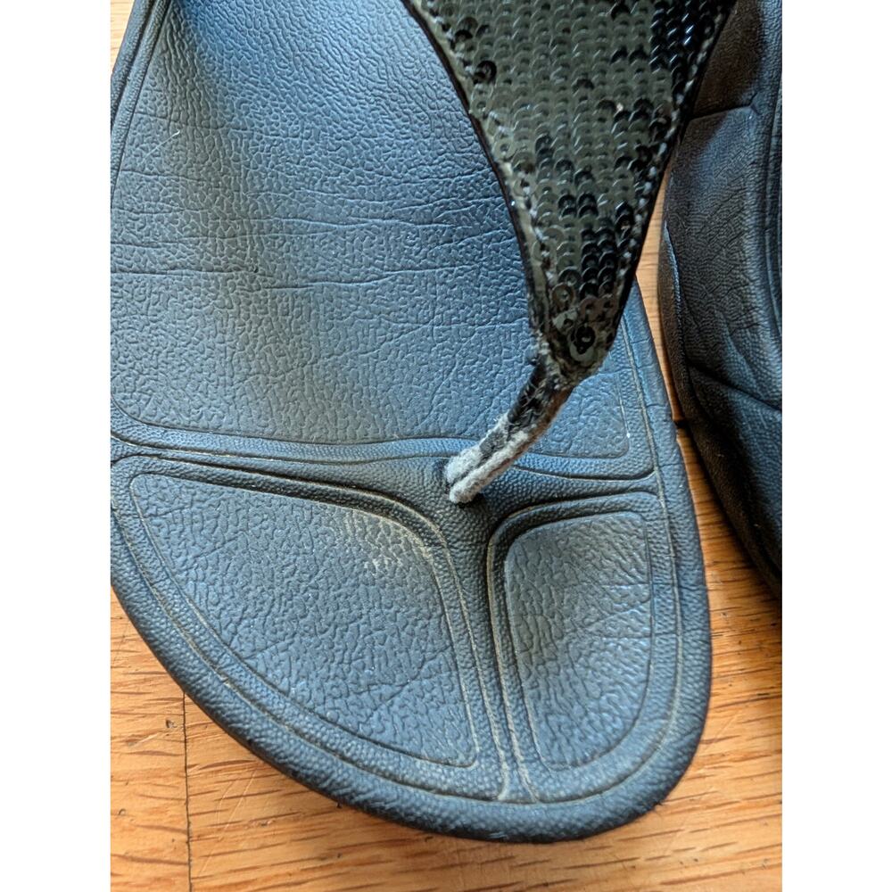 FITFLOP Black Sequin Flip Flops Thong Sandals Comfort Sole Women's Size 9 - Picture 4 of 10